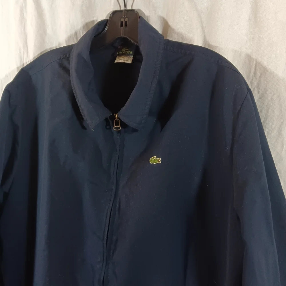 Lacoste Mens L/XL 56/6 Jacket Navy Blue Nylon Zippered Preppy